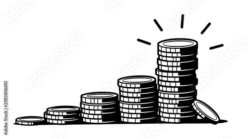 Rising Stacks of Coins Illustrating Financial Growth and Savings