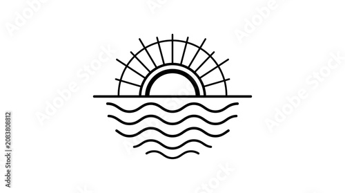 Tableau sur toile Minimalist Sunrise Over Water Icon