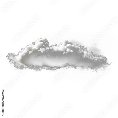 Isolated fluffy white cloud against a stark black backdrop. Detailed texture and highlights