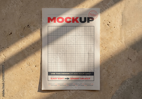 A4 Page Mockup on Marble Floor