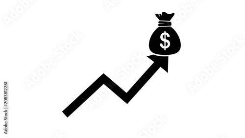 Rising Financial Growth Chart with Money Bag Icon