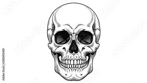 Tableau sur toile Detailed Hand Drawn Human Skull Illustration