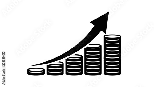 Rising Coin Stacks with Growth Arrow Icon