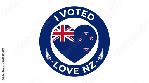 New Zealand I Voted Sticker Heart Flag Love NZ Vote Election Democracy Civic Duty