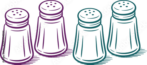 Photos Colorful salt and pepper shaker icons, vector illustration, kitchen condiment se