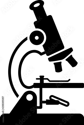 Microscope Icon Silhouette, Scientific Research Tool, Laboratory Equipment
