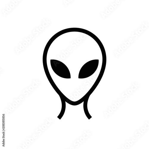 Minimalist Alien Head Icon - Extraterrestrial Life Symbol