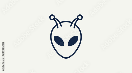 Minimalist Alien Head Icon, Extraterrestrial Symbol, Sci-Fi Concept