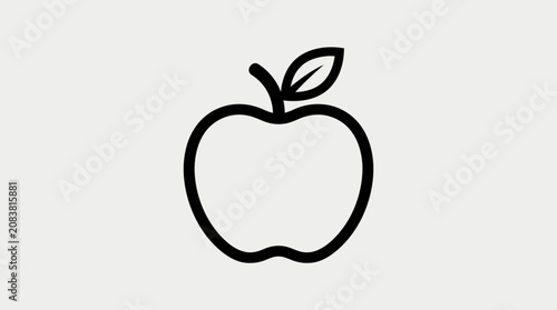 Minimalist Apple Icon Line Art Vector Illustration