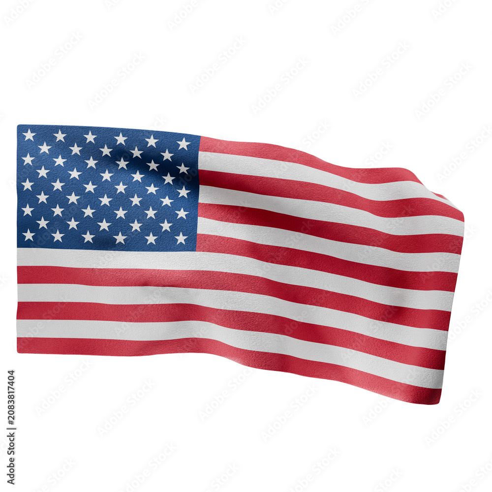 Obraz premium United States Flag Waving Perspective 3D Realistic Fabric Side 1