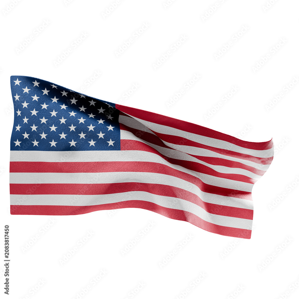 Obraz premium United States Flag Waving Perspective 3D Realistic Fabric Side 3