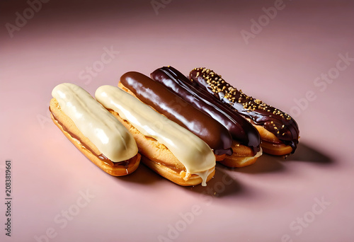 Five assorted eclairs with ...