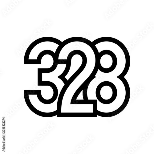 Bild auf Leinwand Number 328, Bold Outline, Isolated On White Background