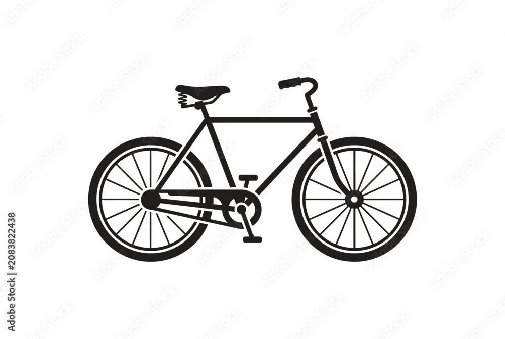 Fototapeta premium Retro Bicycle Icon Silhouette on White Background