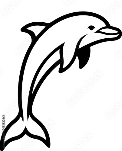 Playful Dolphin Illustration - Stylized Marine Mammal Jumping