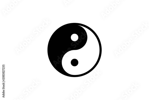 Tableau sur toile Yin Yang Symbol on White Background - Balance and Harmony Concept