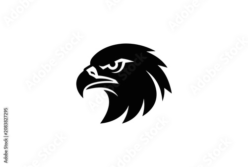 Bild auf Leinwand Stylized Hawk Head Silhouette, Fierce Predator Symbol