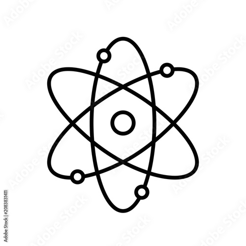 Atom Model Icon, Science and Research Symbol, Atomic Structure