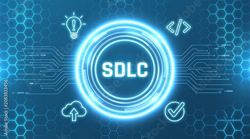 SDLC Software Development Lifecycle concept. Business technology, internet and network concept. motion graphics..vector ai new