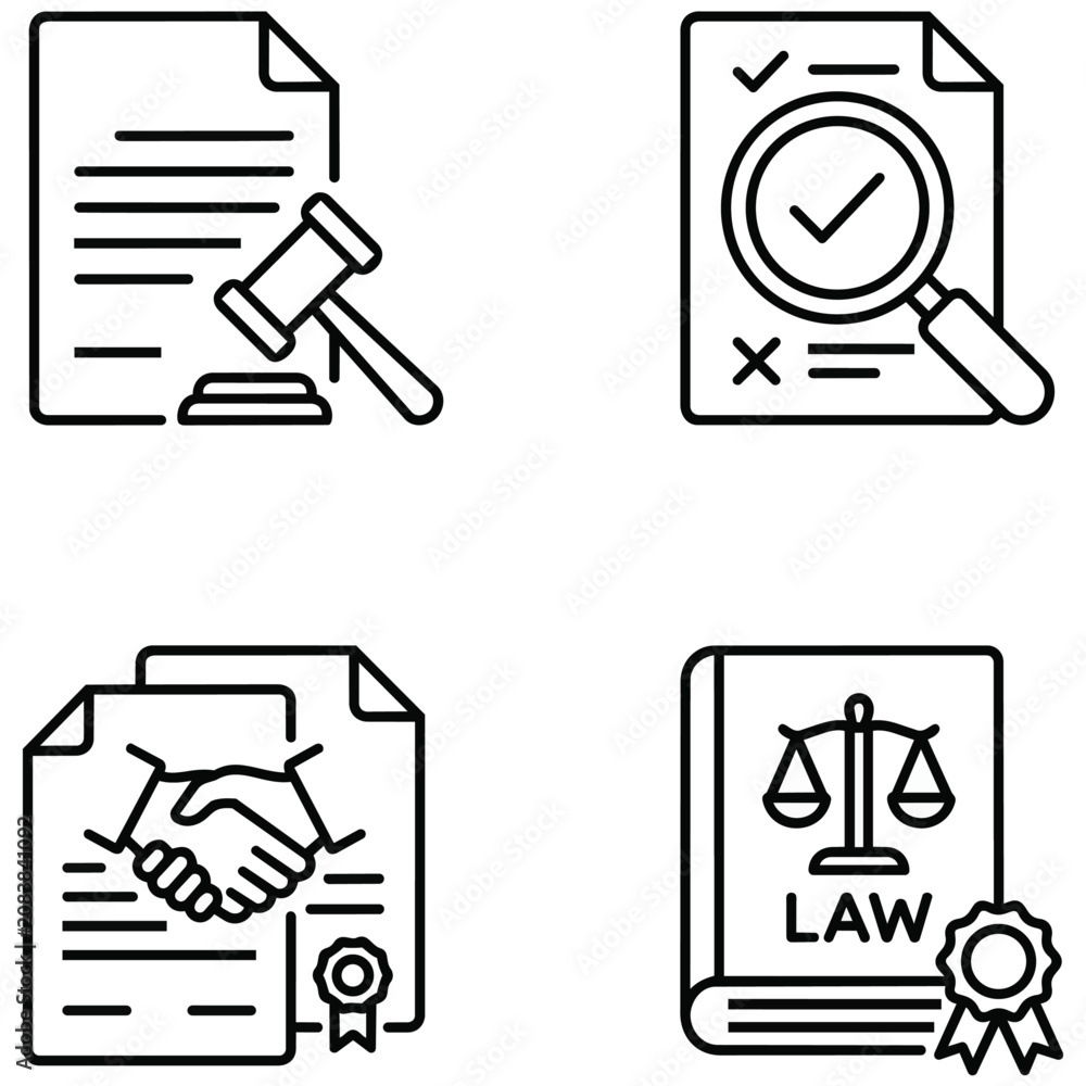 Fototapeta premium law and justice icons set