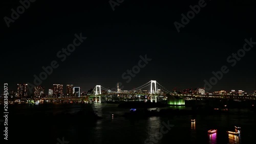 4K Timelapse of Rainbow Bridge and Tokyo Tower in the city japan
