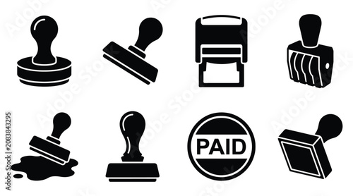 Set of rubber stamp icons