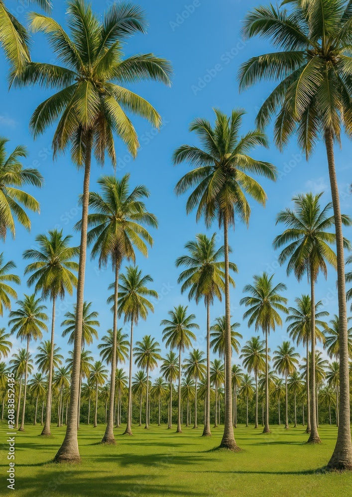 Fototapeta premium Tropical paradise palm trees wallpaper.