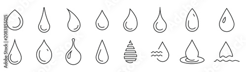 Foto Water drop line icons set