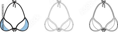 Cad drawing of halter neck bikini tops in various designs