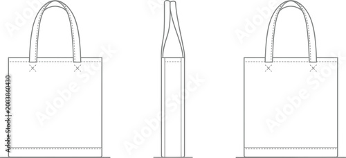 Cad drawing of a stylish tote bag design