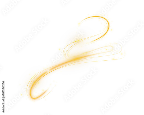 A flowing golden light streak with small glowing particles, resembling magic or energy