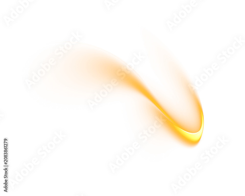 A dynamic glowing light streak against a clean background