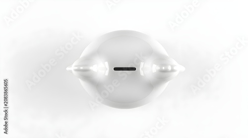 White Ceramic Chicken Piggy Bank Isolated on White Background