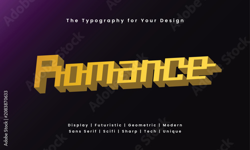 Romance Futuristic Yellow Typography with Modern Unique Font Style on Purple Black Gradient Background