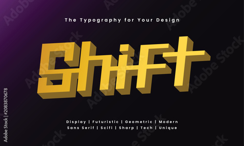 Shift Futuristic Yellow Typography with Modern Unique Font Style on Purple Black Gradient Background