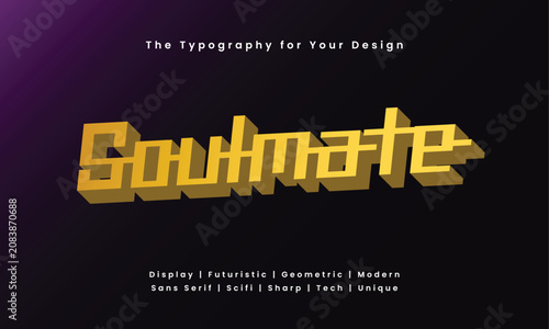 Soulmate Futuristic Yellow Typography with Modern Unique Font Style on Purple Black Gradient Background