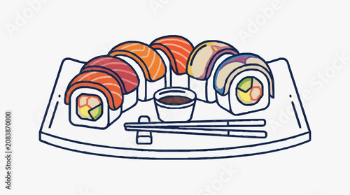 Fotografie Colorful illustration of a vintage car with fruit basket.