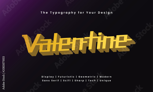 Valentine Futuristic Yellow Typography with Modern Unique Font Style on Purple Black Gradient Background