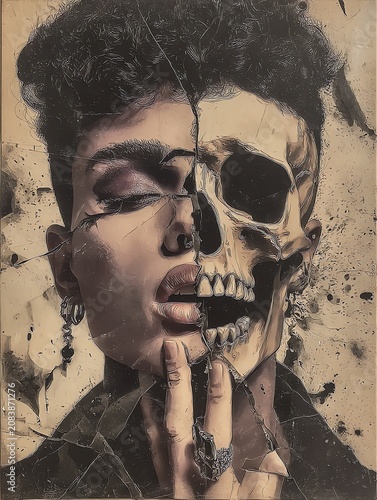 Man Holding Skull Dark Dramatic Portrait Photography Art Moody