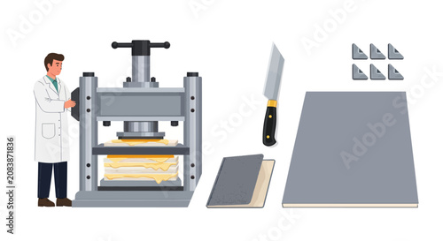 Tableau sur toile Bookbinding Process Vector Illustration