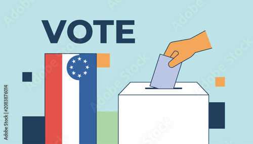 Civic duty and democracy concept showing a citizen hand casting a ballot paper into the voting box during elections.
