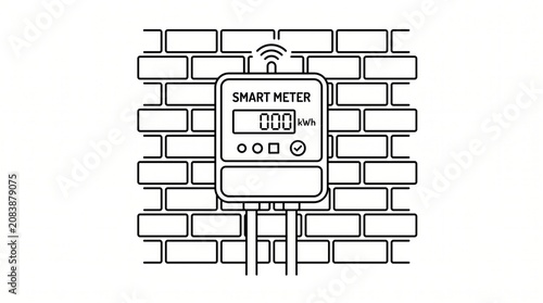 Renewable energy line art smart meter monitoring concept with electricity consumption renewable
