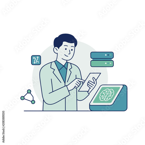 Technology data professional flat vector illustration