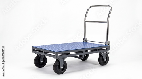 Industrial metal platform trolley for moving heavy cargo