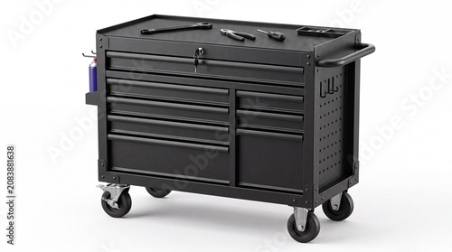 Black metal rolling tool chest with drawers for garage