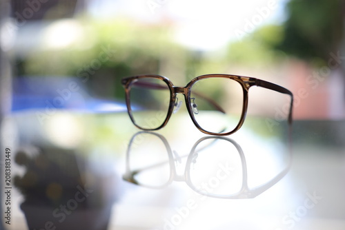 glasses on a table