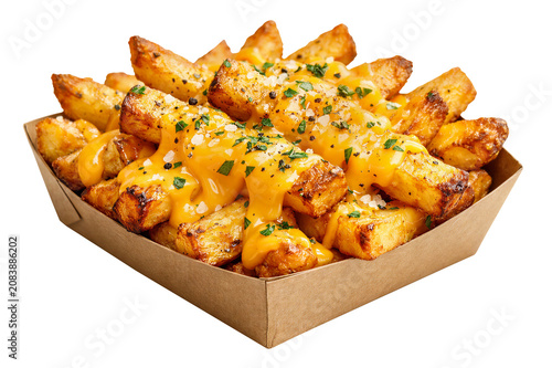 Loaded Cheesy Bacon Fries Isolated on Transparent Background for Appetizer Menu Display