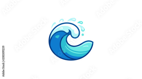 Blue Ocean Wave Icon Symbol.