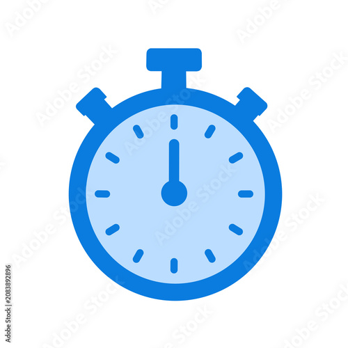 Blue Stopwatch Flat Icon Isolated on Transparent Background
