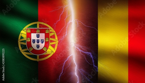 thunder lightning between Portugal flag and Belgium flag